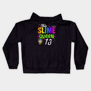 Kids This Slime Queen Is 13 Girl 13th Birthday Party Squad Outfit Kids Hoodie